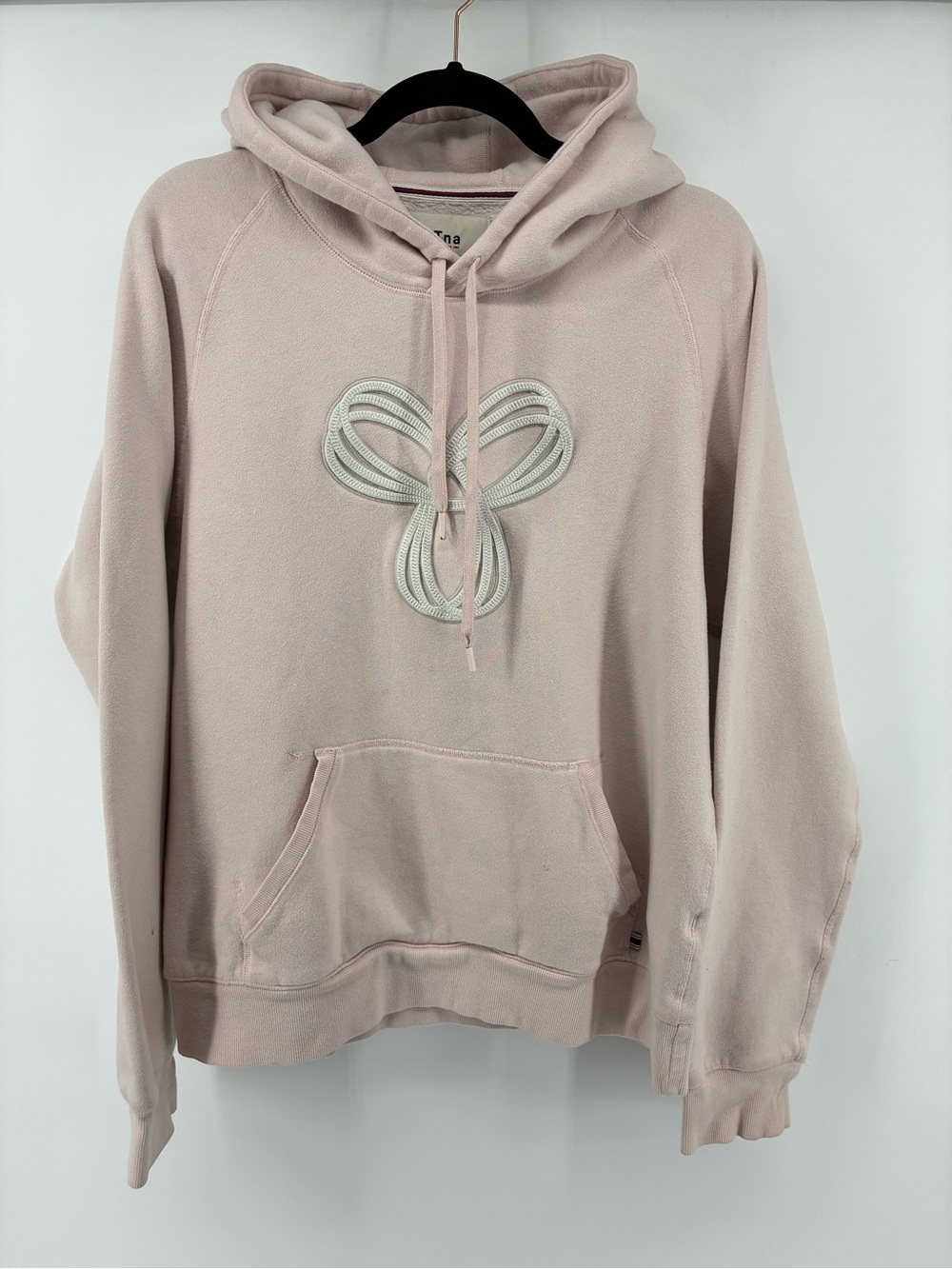 TNA Light Pink Crewneck Hoodie with Embroidered Front Detail